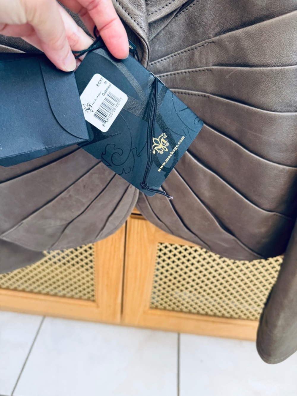 New Mackage Leather Jacket Colour is listed as Oatmeal on tag M - Picture 10 of 13